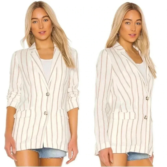 Rails Jackets & Blazers - RAILS | Linen Blend Flynn Blazer in Mojave Stripe Size XS